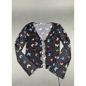 Elodie Lightweight Black Top Women's Size Large Butterfly Mesh Lined